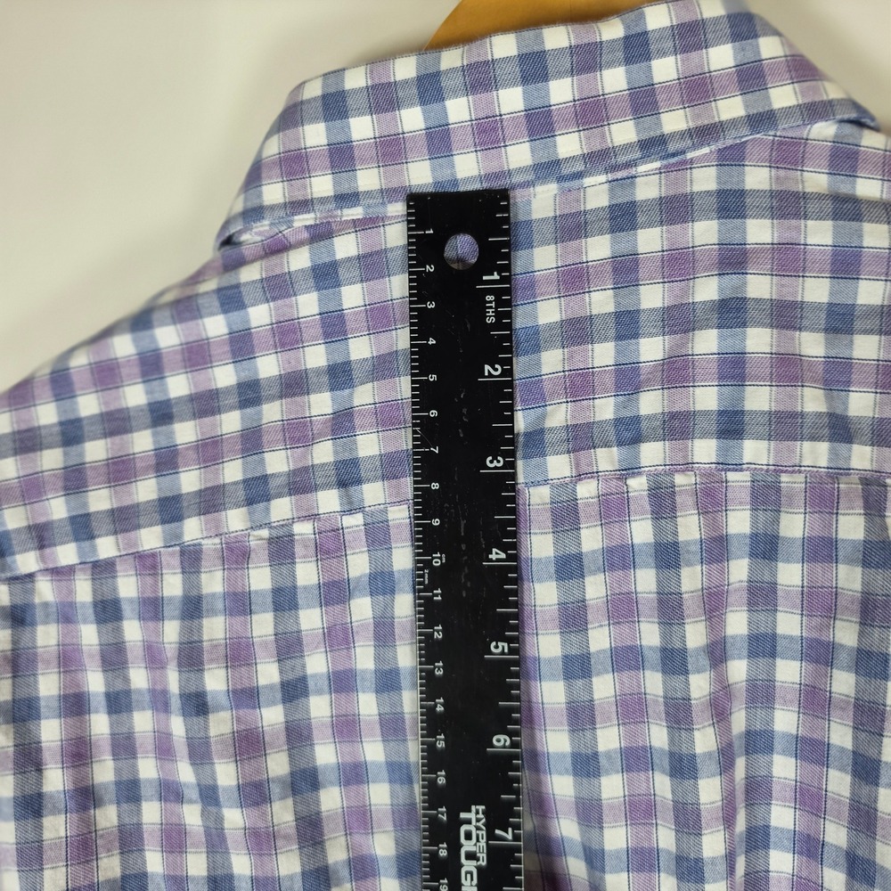 Tommy Hilfiger Mens Slim Fit Stretch Gingham Button Down Shirt Purple Blue XL 17 - Picture 5 of 8